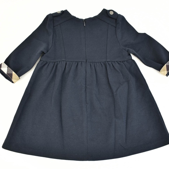 BURBERRY Navy Blue Logo & Nova Check Dress - Picture 4 of 8